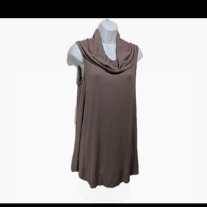 NWT Umgee Cowl Neck Sleeveless Tunic Top S Brown Minimalist Artsy Boho swtr2